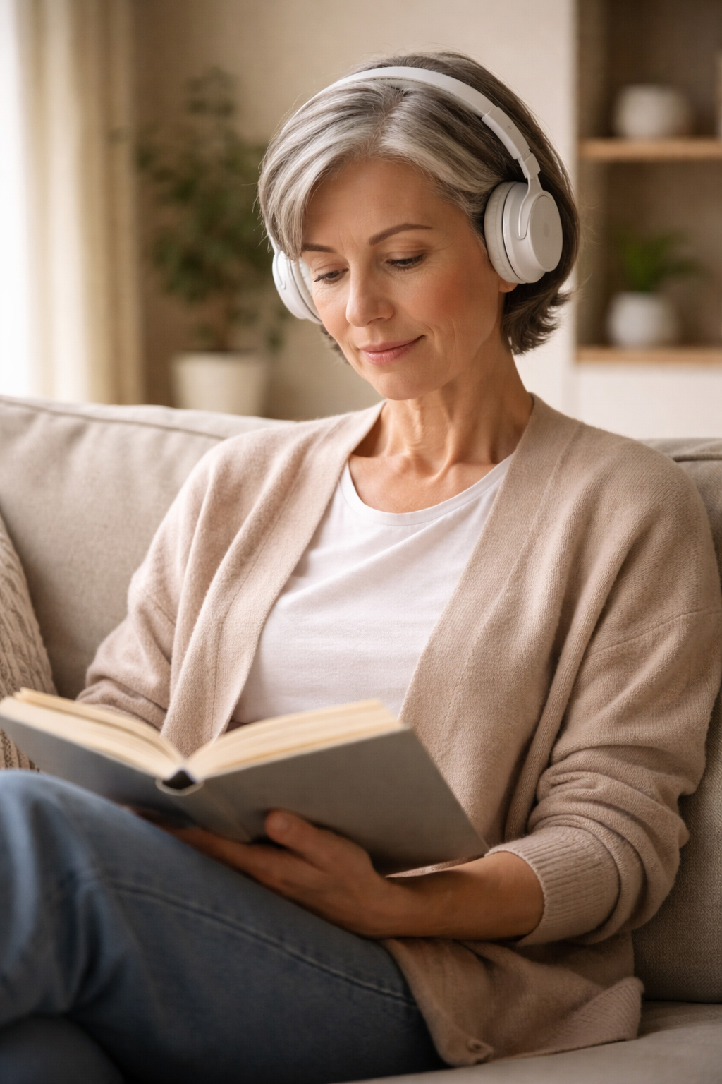 Woman relaxing with headphones